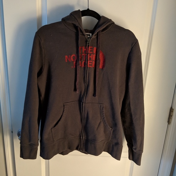 The North Face Tops - The North Face grey zip logo hoodie